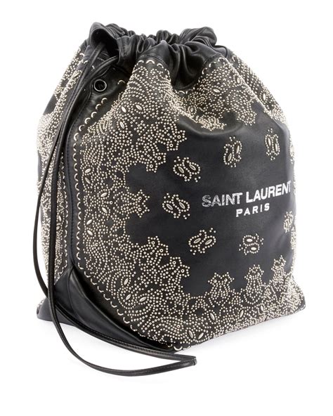 ysl bandana studded bag|Saint Laurent Teddy Large Bandana Studded Drawstring Bucket .